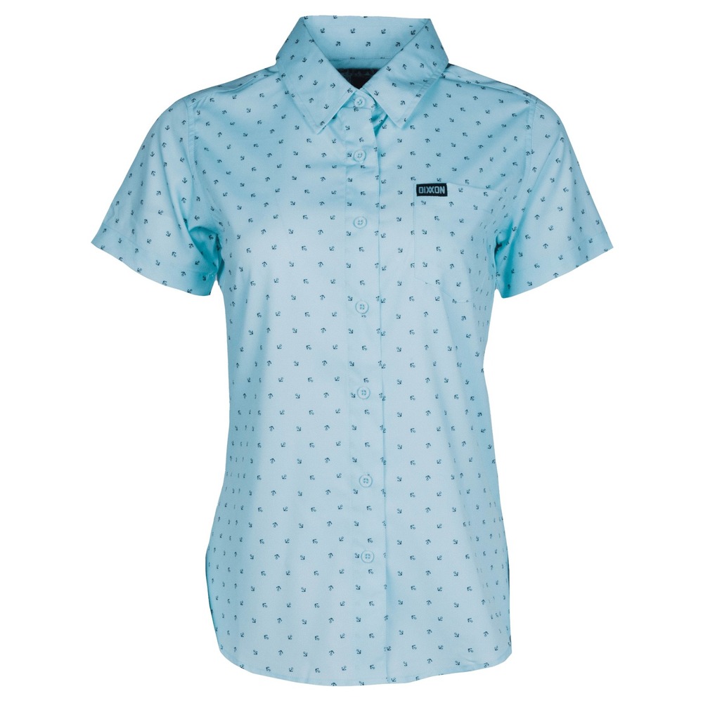 EUC Dixxon Flannel Co Avery Shirt Light Blue Anchor Print Women Large - Picture 2 of 5